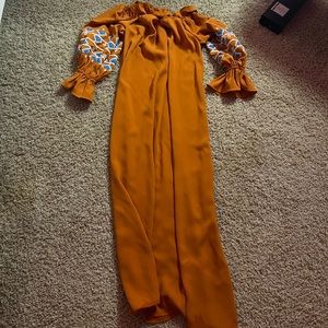 Orange Shoulder Cut Dress